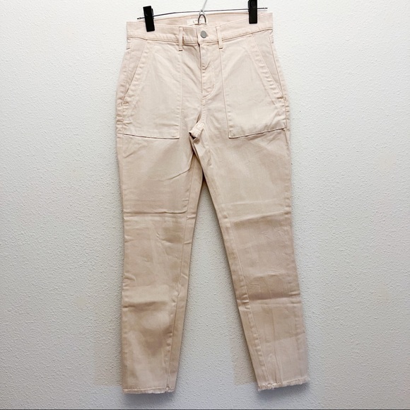 Ann Taylor LOFT Cream Raw Hem High Rise Skinny Utility Pant Size 2 - Picture 3 of 16